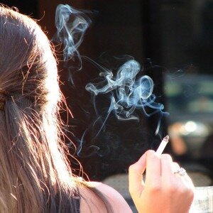 woman smoking cigarette